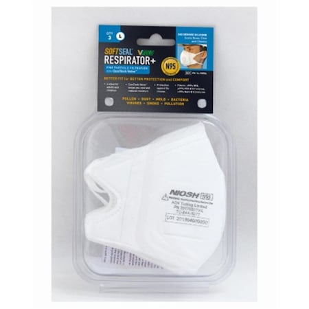 Ddme DDME 240766 N95 Softseal Valved Mask - Large; Pack of 3 240766